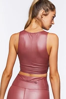Faux Leather Longline Sports Bra