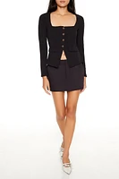 Button-Front Split-Hem Top