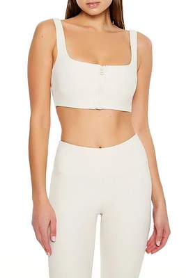 Square-Neck Zip-Up Sports Bra