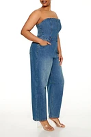 Plus Denim Wide-Leg Jumpsuit