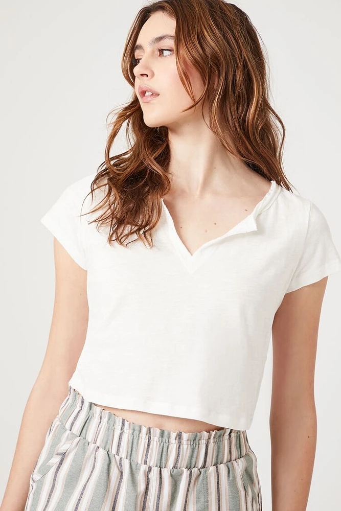 Split-Neck Cropped Tee