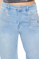 Rhinestone Fringe Straight Jeans