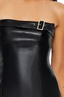 Faux Leather Tube Mini Dress