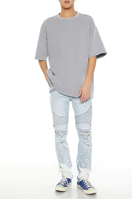 Bleach Dye Moto Skinny Jeans