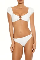 Short-Sleeve O-Ring Bralette Bikini Top