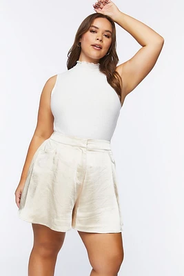 Plus Satin High-Waist Shorts