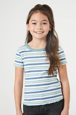 Girls Rib-Knit Striped Tee (Kids)