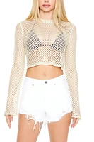 Sheer Cropped Crochet Sweater