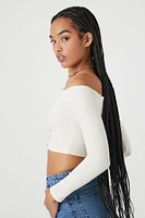 Pointelle Off-the-Shoulder Crop Top