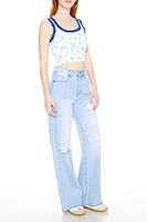 Distressed Wide-Leg Jeans