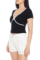 Ribbed Bow Cropped Tee