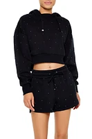 Active Rhinestone Cropped Hoodie