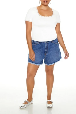 Plus Frayed Denim Shorts