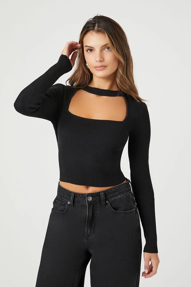 Sweater-Knit Cutout Crop Top