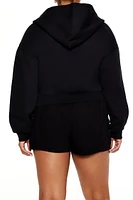 Plus Cropped Zip-Up Hoodie