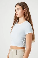 Mineral Wash Ruched Cropped Tee