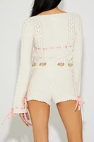 Betsey Johnson Rosette Cardigan Sweater