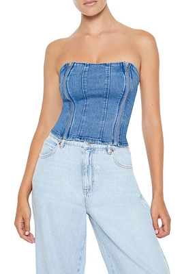 Denim Lace-Up Tube Top