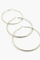 Etched Omega Hoop Earring Set