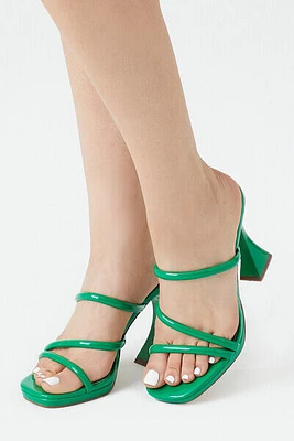 Strappy Square-Toe Spool Heels