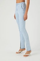 Seamed Split-Hem Straight Jeans