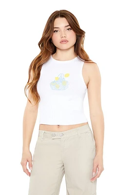 Rib-Knit Cropped Lemon Tank Top