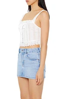Pintucked Crochet Lace Crop Top