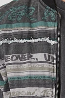 Striped Graphic Bomber Jacket