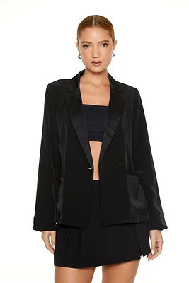 Satin Peak Lapel Longline Blazer