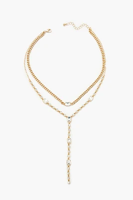 Faux Gem Layered Y-Chain Necklace