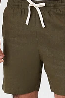 Linen-Blend Drawstring Shorts