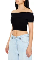 Sweater-Knit Off-the-Shoulder Crop Top