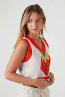 Cropped Strawberry Sweater Vest