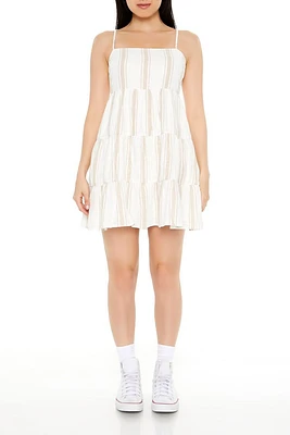 Linen-Blend Striped Babydoll Dress