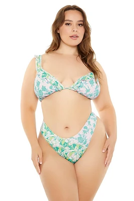 Plus Tropical Print Bikini Bottoms