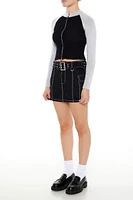 Belted Twill Cargo Mini Skirt