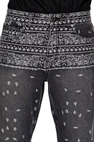 Paisley Mid-Rise Slim-Fit Jeans
