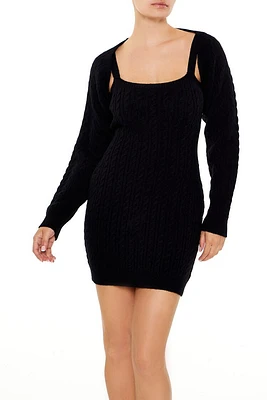 Cable Knit Sweater Dress & Shrug Set