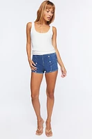 Double-Breasted Denim Shorts