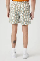 Wavy Striped Swim Trunks