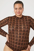 Plus Spiral Geo Print Bodysuit
