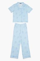 Girls Teddy Bear Shirt & Pants Pajama Set (Kids)