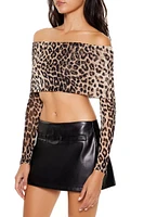 Leopard Off-the-Shoulder Crop Top