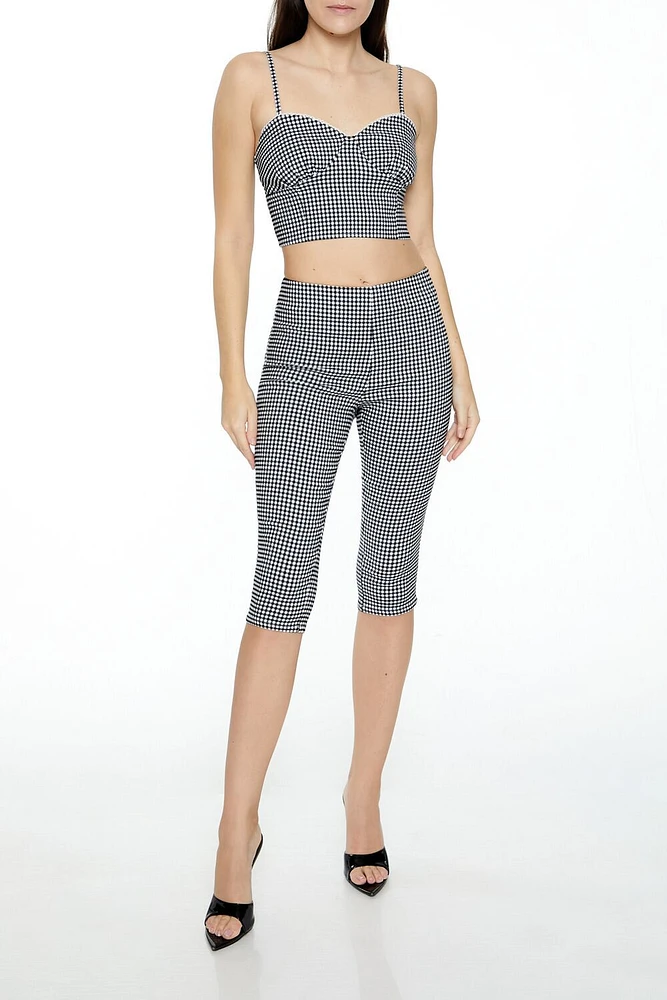 Gingham Mid-Rise Capri Pants