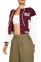 Hooded Letterman Bomber Jacket