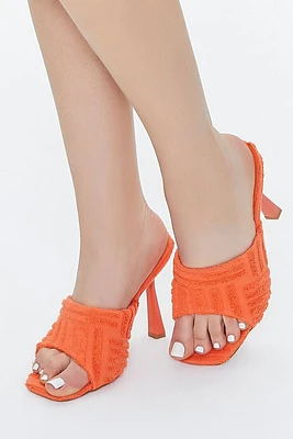 Terry Cloth Open-Toe Stiletto Heels