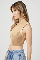 Rib-Knit One-Shoulder Cropped Tank Top