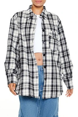 Plaid Curved-Hem Shacket