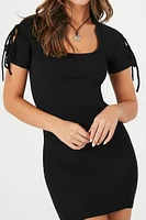 Tie-Sleeve Mini Sweater Dress