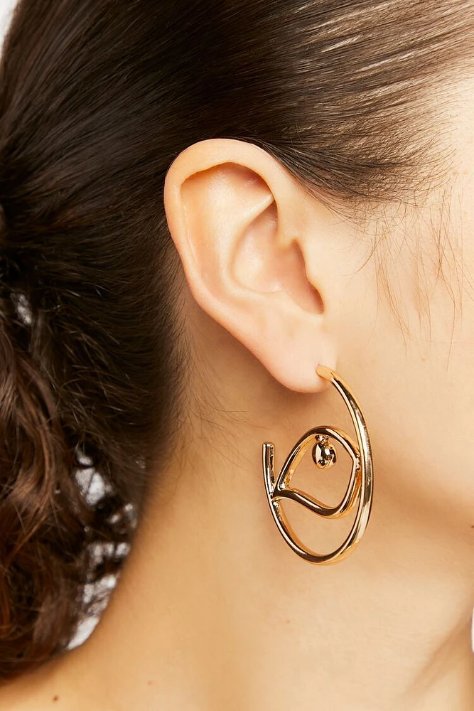 Eye Open-End Hoop Earrings